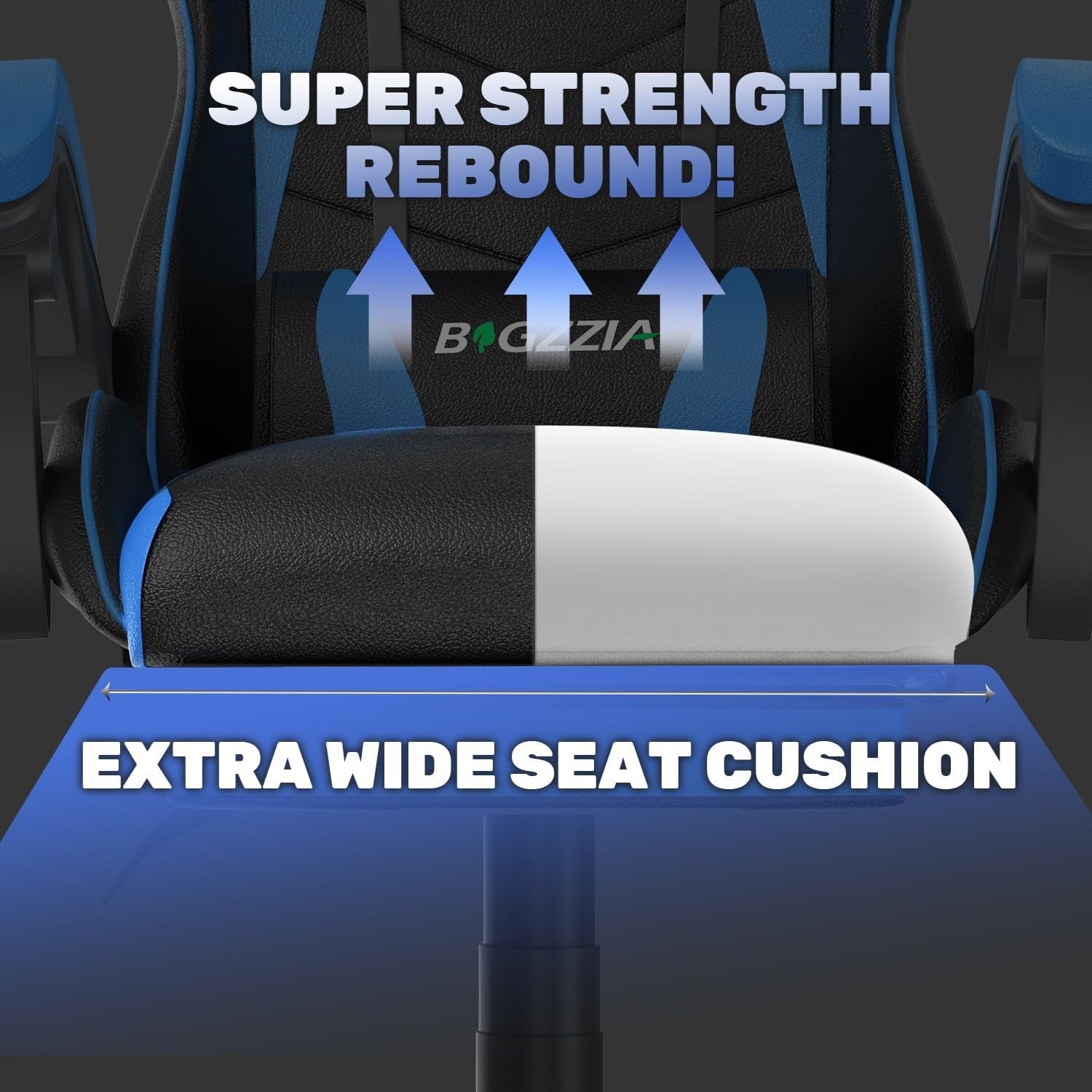 Ergonomic Gaming Chair Recliner w/ Footrest Lumbar Support Blue