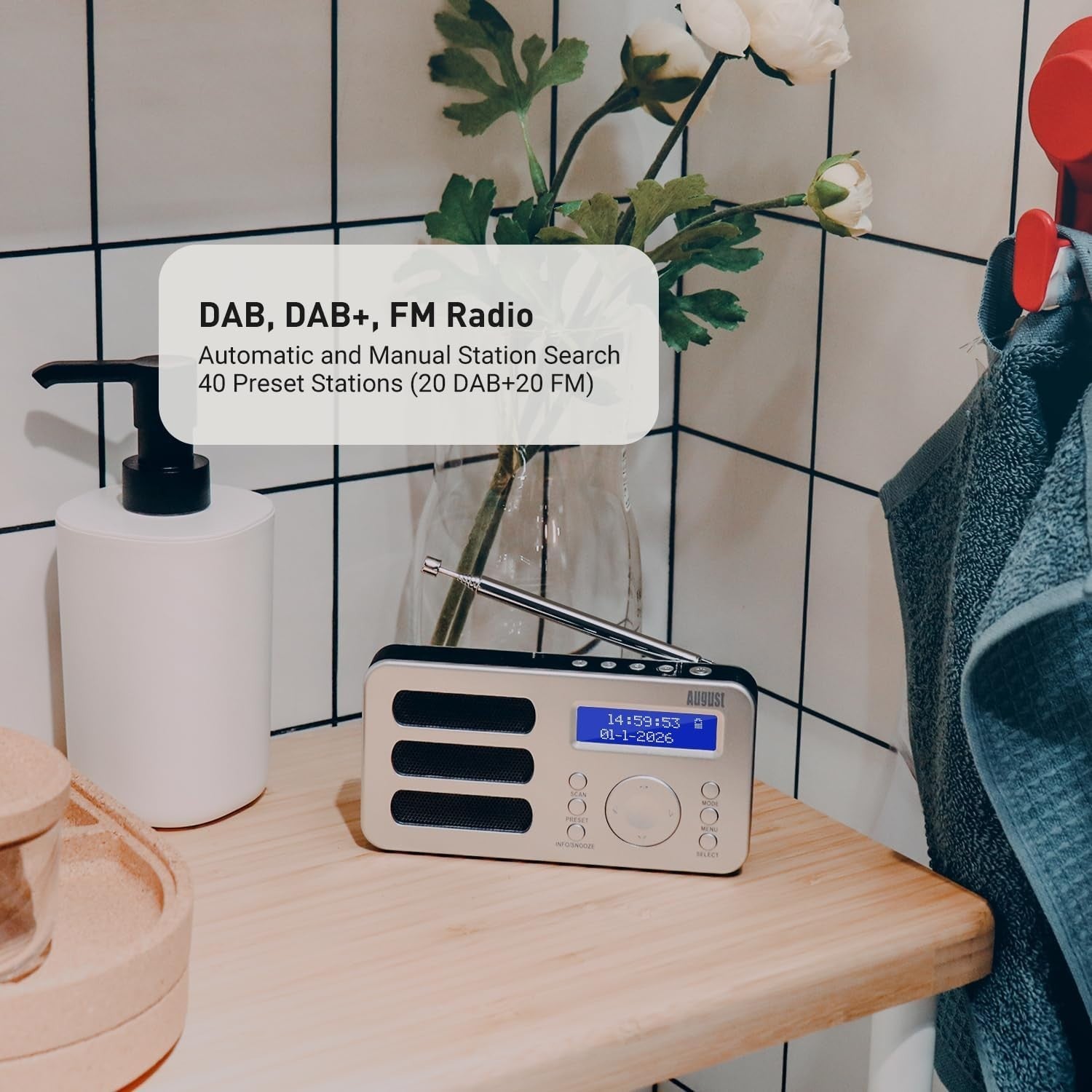 Portable DAB/DAB+/FM Digital Radio Rechargeable & AUX Output