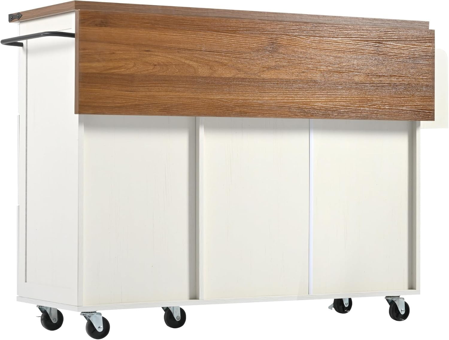 Spacious Kitchen Island Cart with Extendable Worktop, 2 Doors & 3 Drawers
