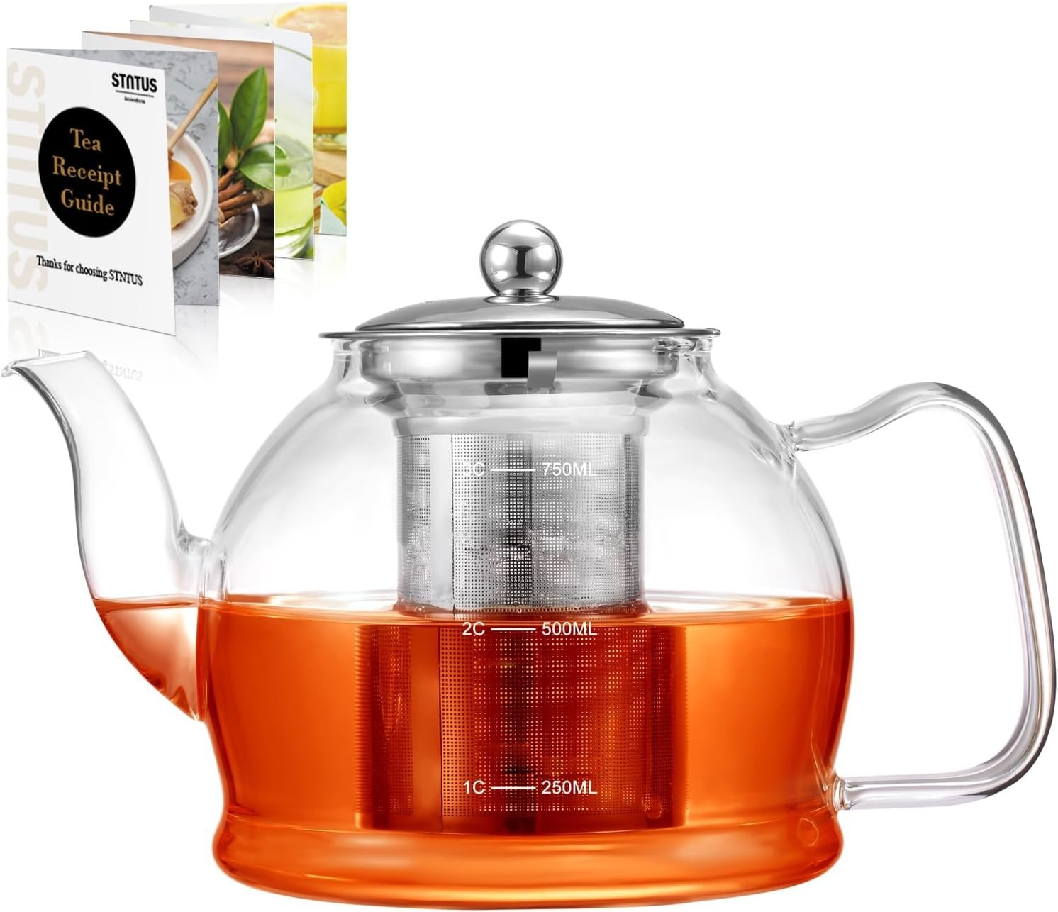 Glass Teapot 800ml with Infuser Loose Leaf Tea Pot Stovetop Safe
