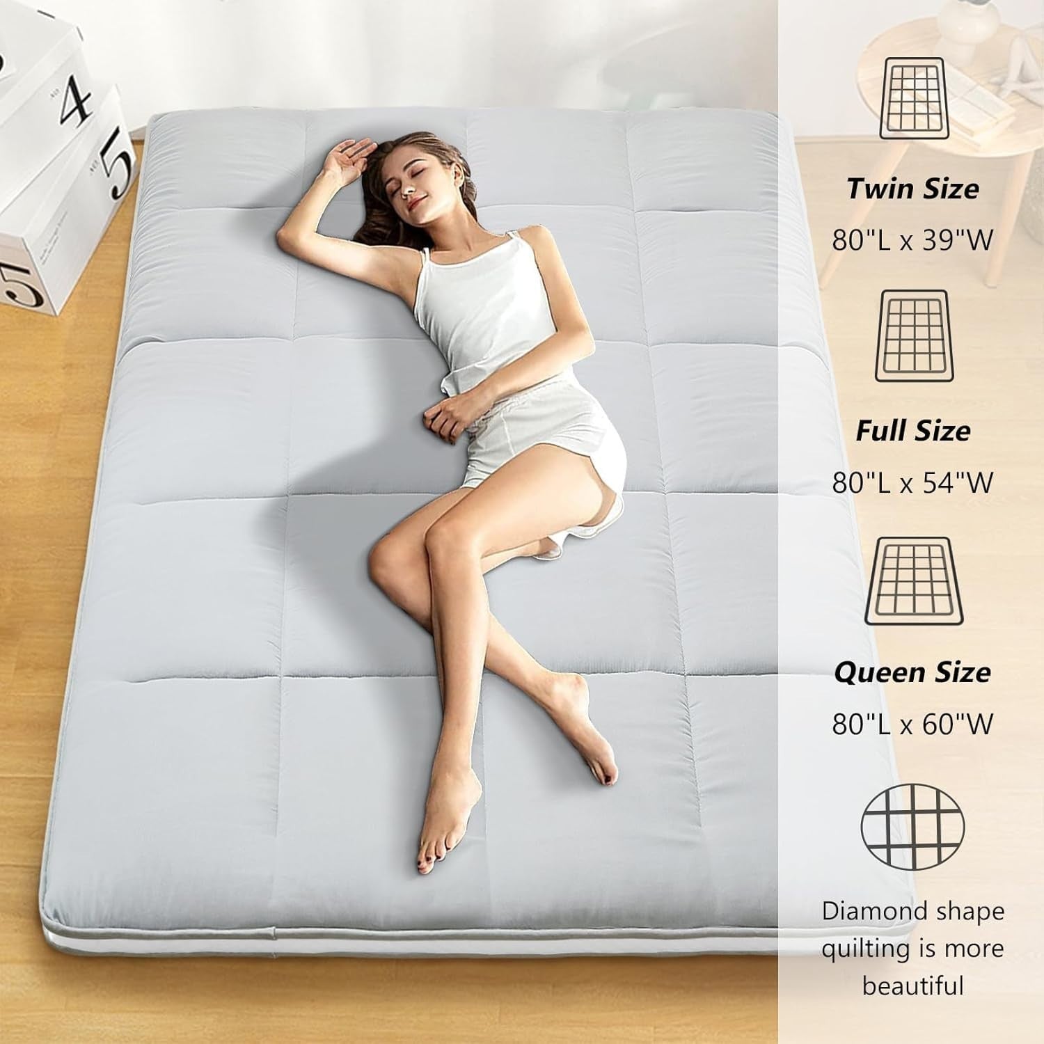 10cm Thick Japanese Floor Mattress Foldable Tatami Guest Bed with Storage Bag