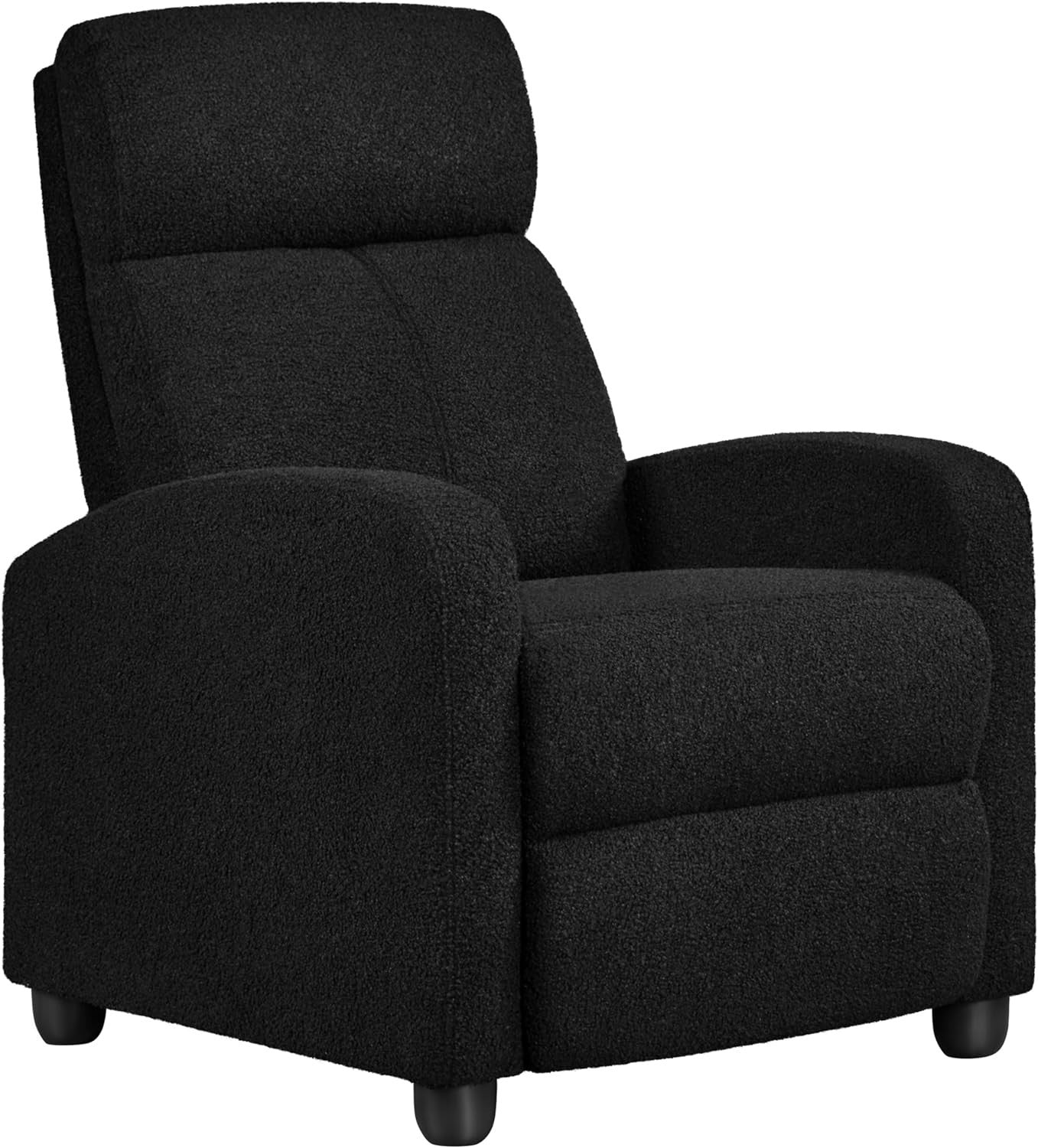 Boucle Recliner Chair Black Lounge Sofa Adjustable Armchair Home Cinema