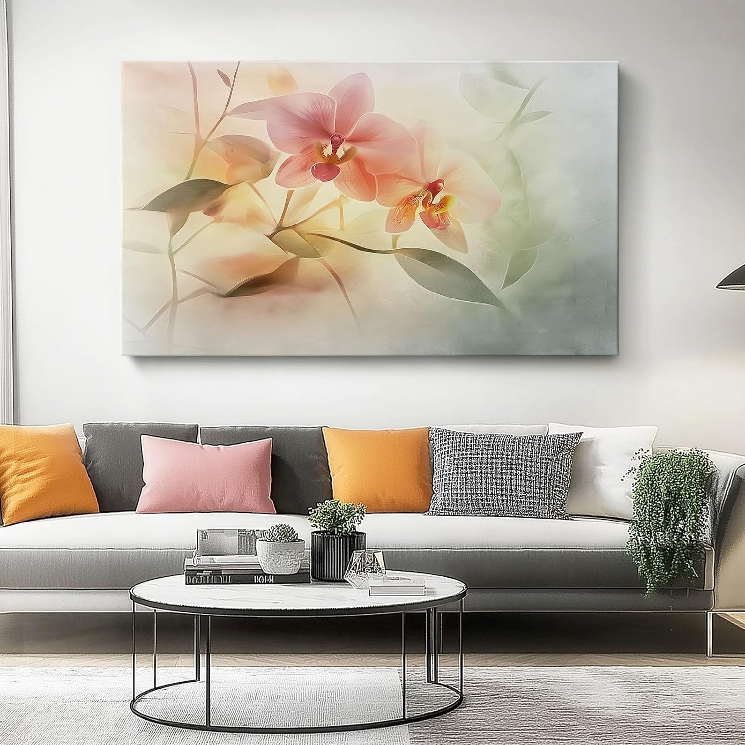 Orchid Canvas Wall Art 30x20cm Watercolour Floral Print Decor