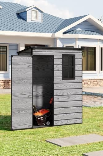 Plastic Garden Shed 4.6x2.6ft Outdoor Waterproof Storage with Floor & Window