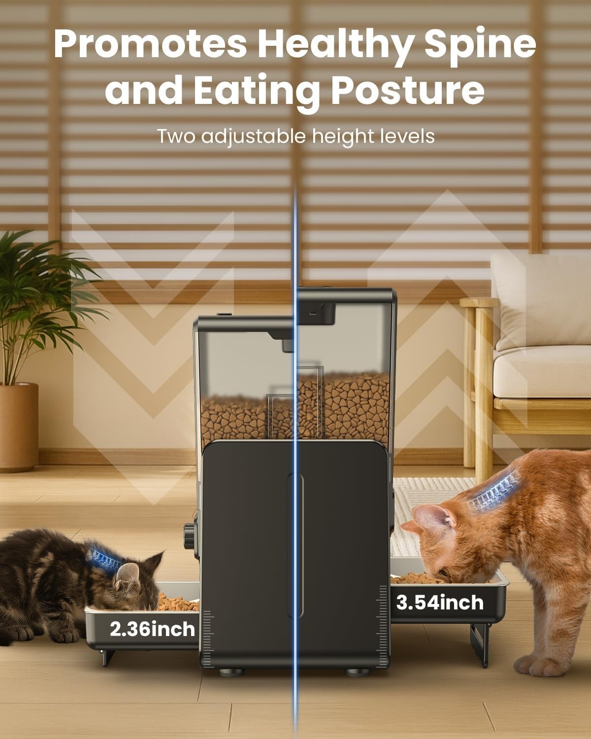 Smart Dual Cat Feeder 5L Timed Food Dispenser Raised Bowls
