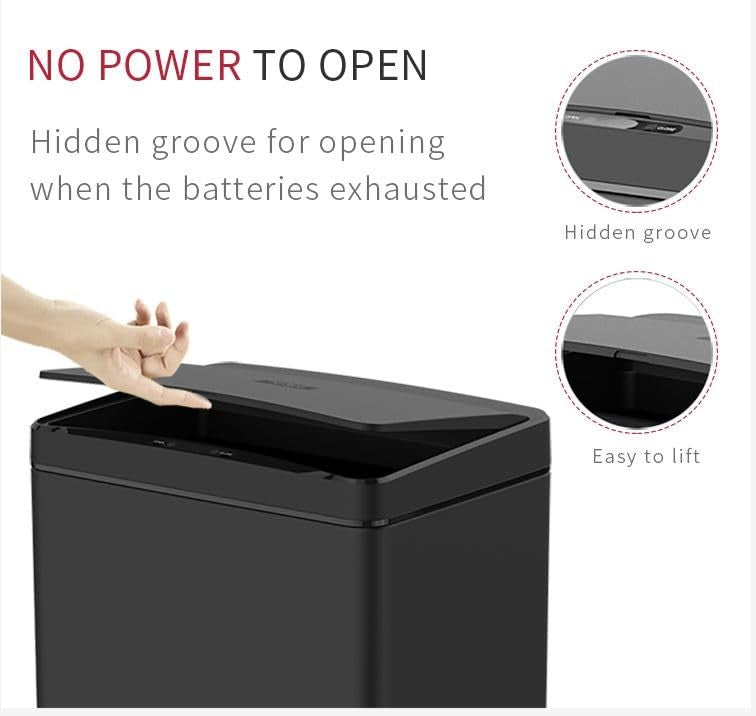 42L Motion Sensor Kitchen Bin Stainless Steel Touchless Black