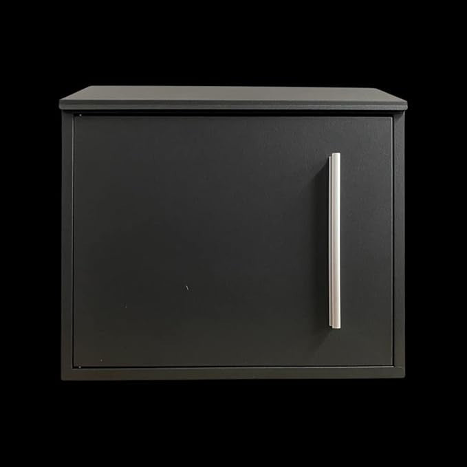 Lockable Wall Mounted Post Box Waterproof Outdoor Mailbox Black Aluminium