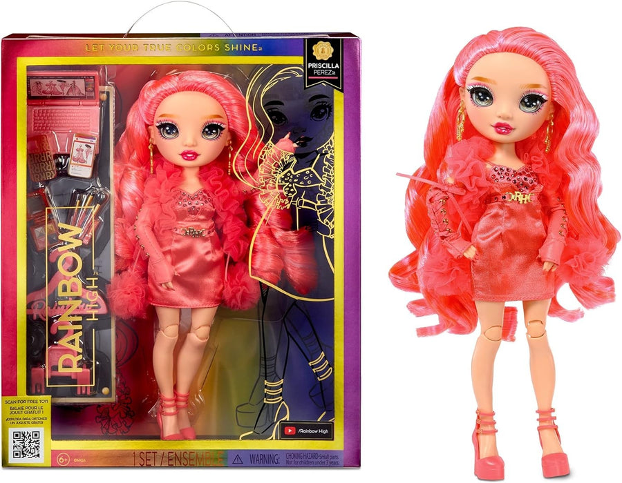 Pink Fashion Doll Poseable Satin Dress 10+ Accessories Display