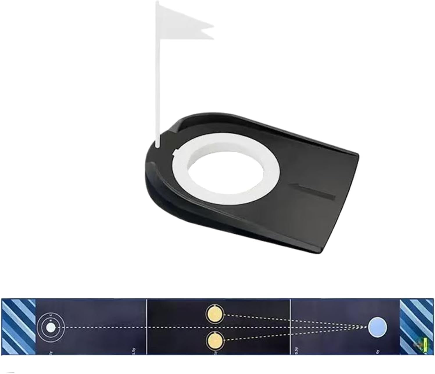 Indoor Golf Putting Mat Trainer Alignment Lines Ball Return Practice Green