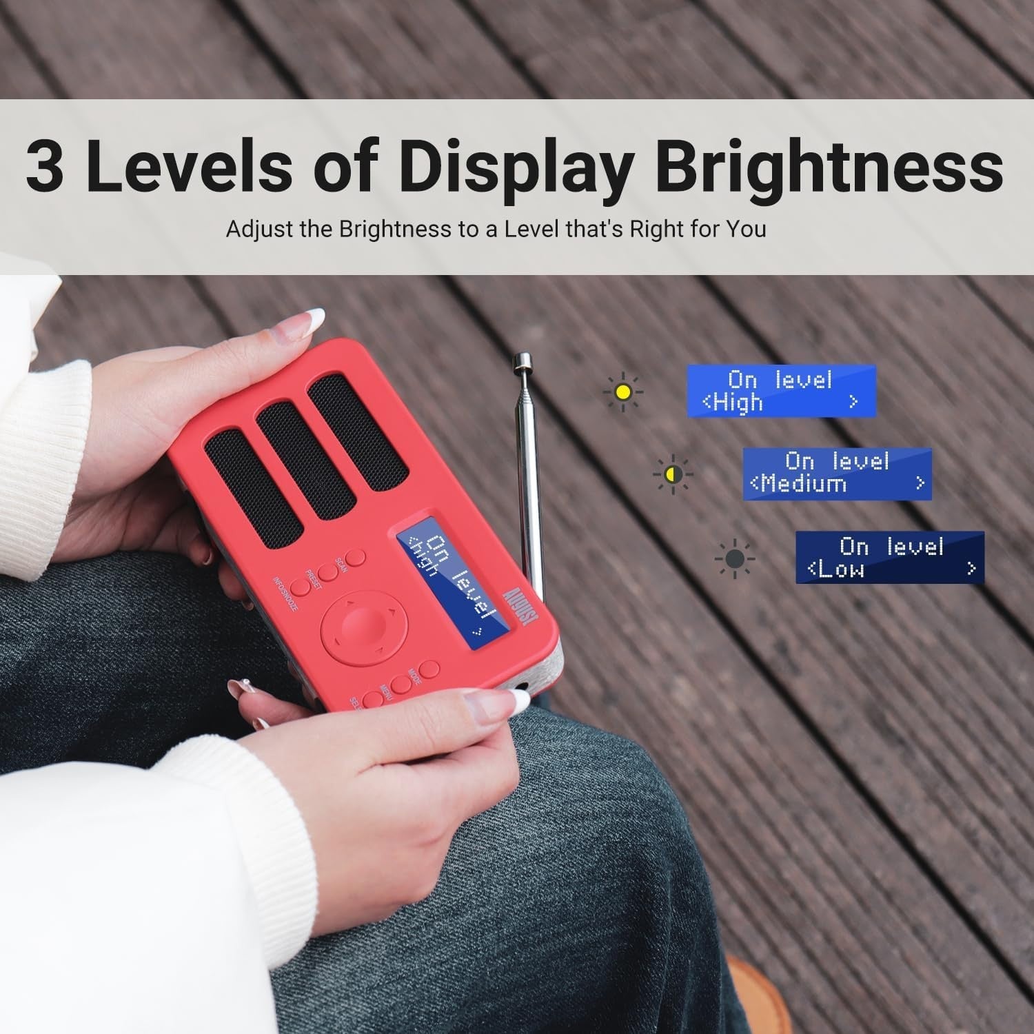 Portable DAB/DAB+/FM Digital Radio with Alarm, Rechargeable & AUX Output