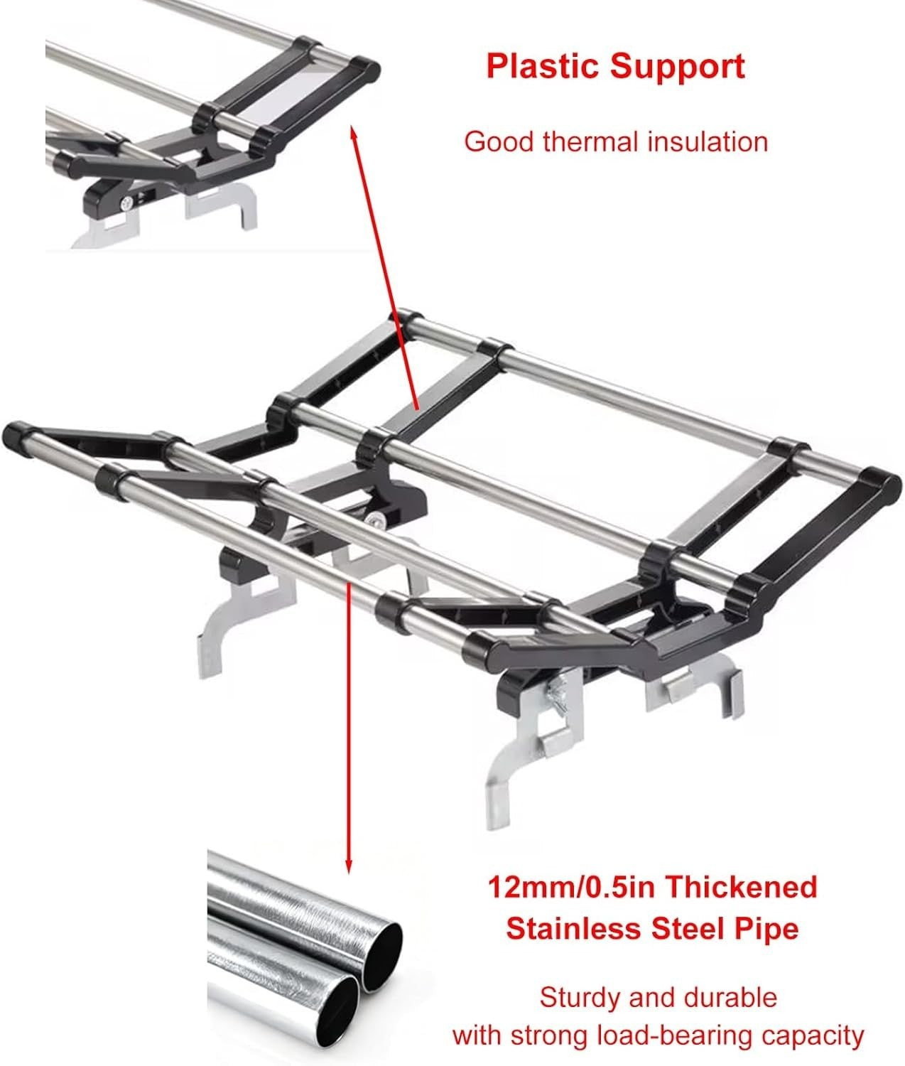 Oil Radiator Clothes Dryer Rack Indoor Adjustable Drying Shelf 60cm Black