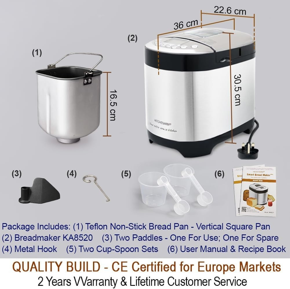 Smart Bread Maker 29 Programs Gluten Free 3 Loaf Sizes Timer Stainless Steel