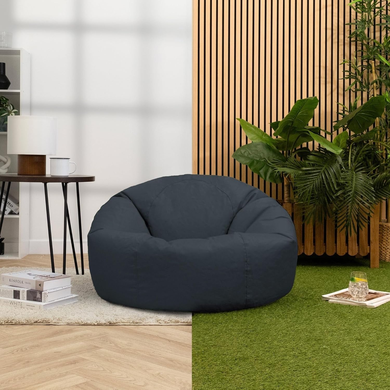Waterproof Bean Bag Chair Indoor Outdoor Garden Seat Charcoal Grey Adult