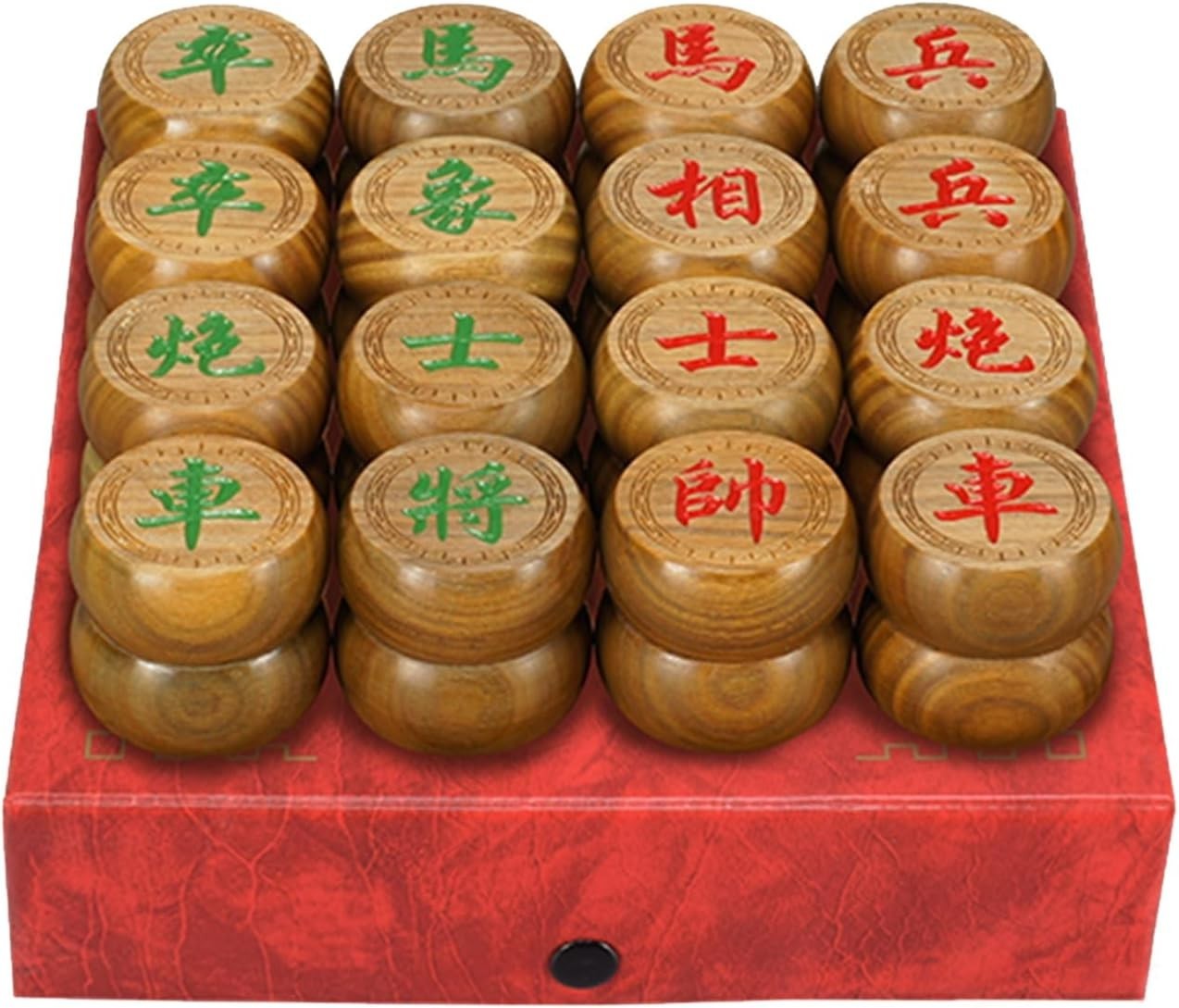 Green Sandalwood Xiangqi Chinese Chess Set Leather Travel Board