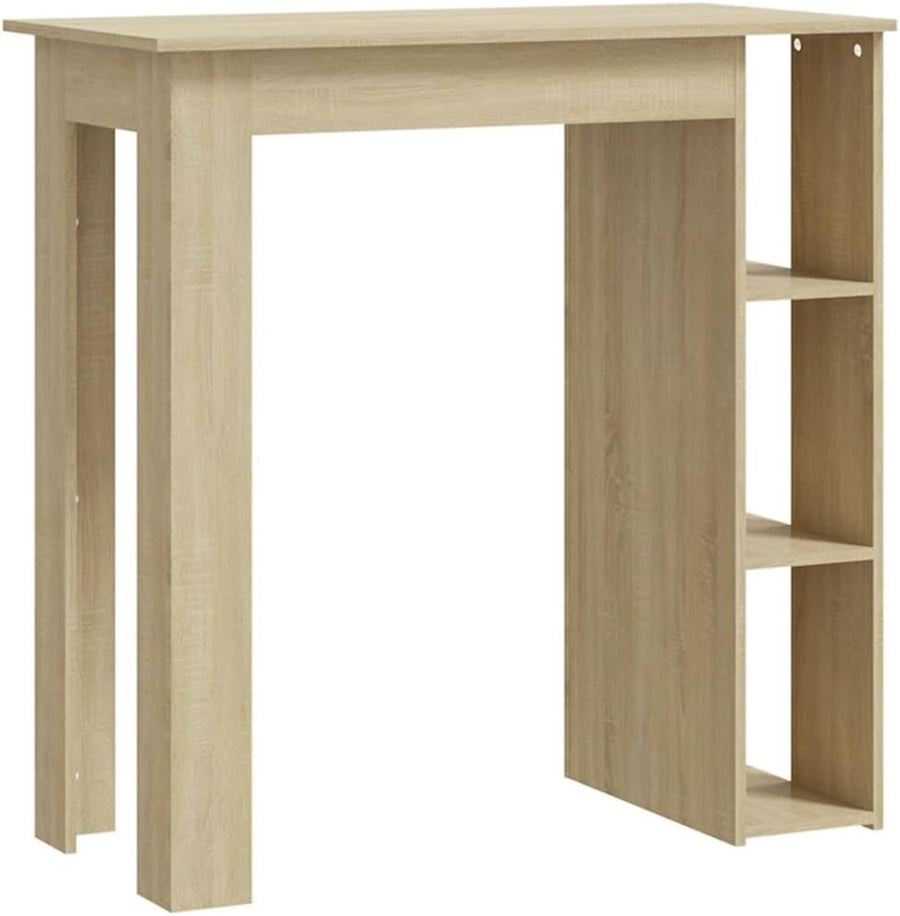 Sonoma Oak Bar Table with Storage Shelves Modern Breakfast Pub Desk Furniture