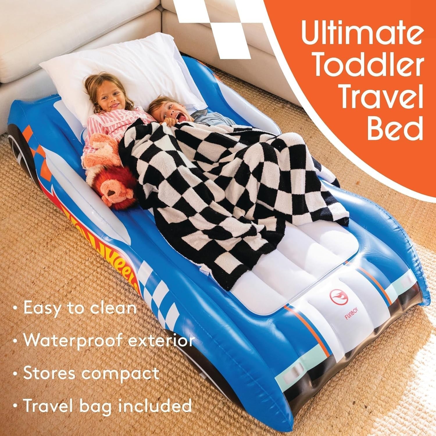 Kids Air Mattress Twin Bed – Sleepover Flocked Inflatable with Carry Bag