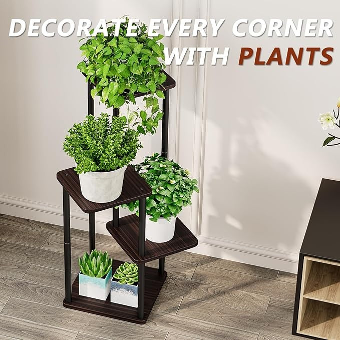 4 Tier Metal Plant Stand Indoor Outdoor Corner Flower Shelf Tall Display Rack