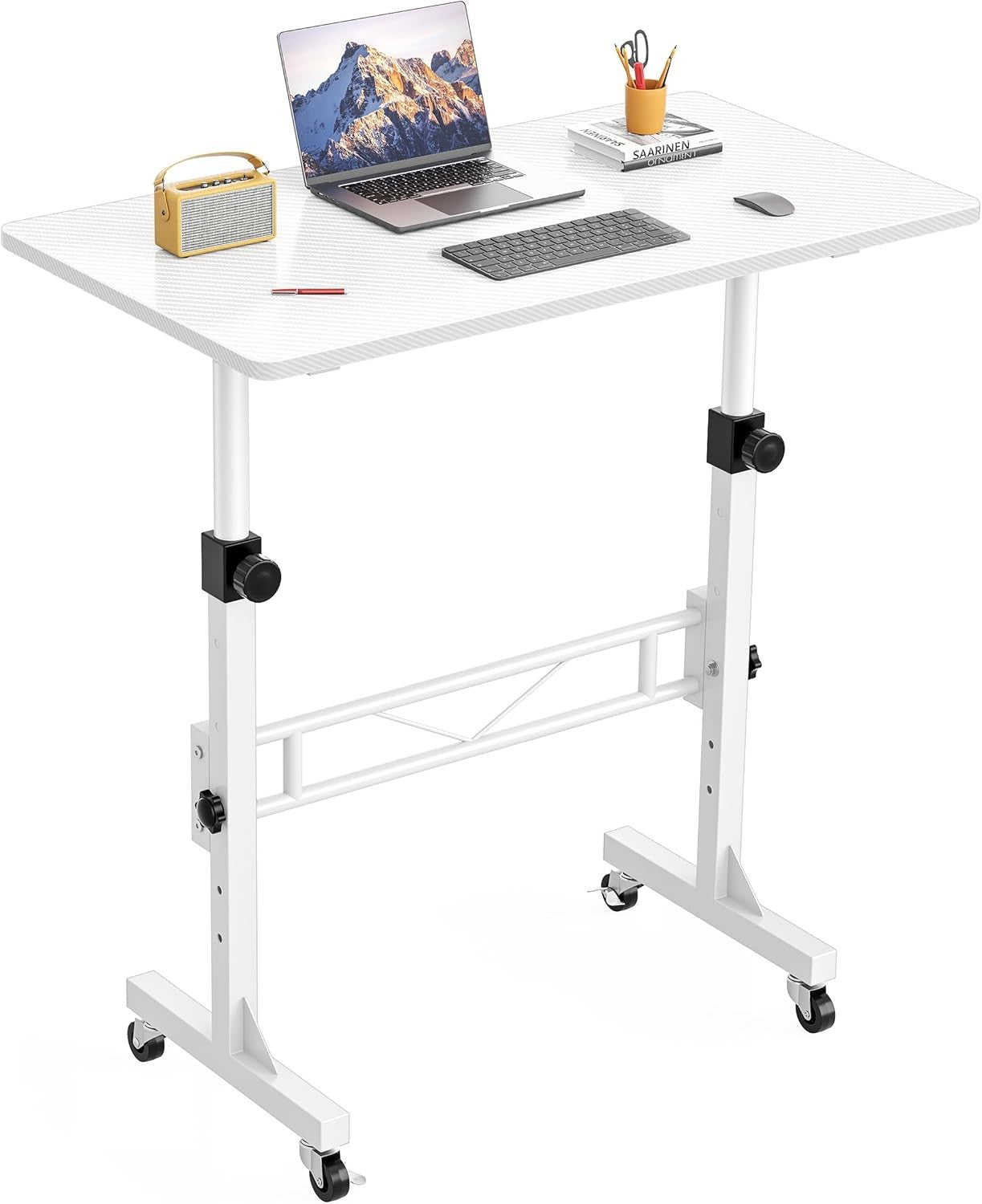 Height Adjustable Standing Desk on Wheels 80x40cm Small Home Office Table