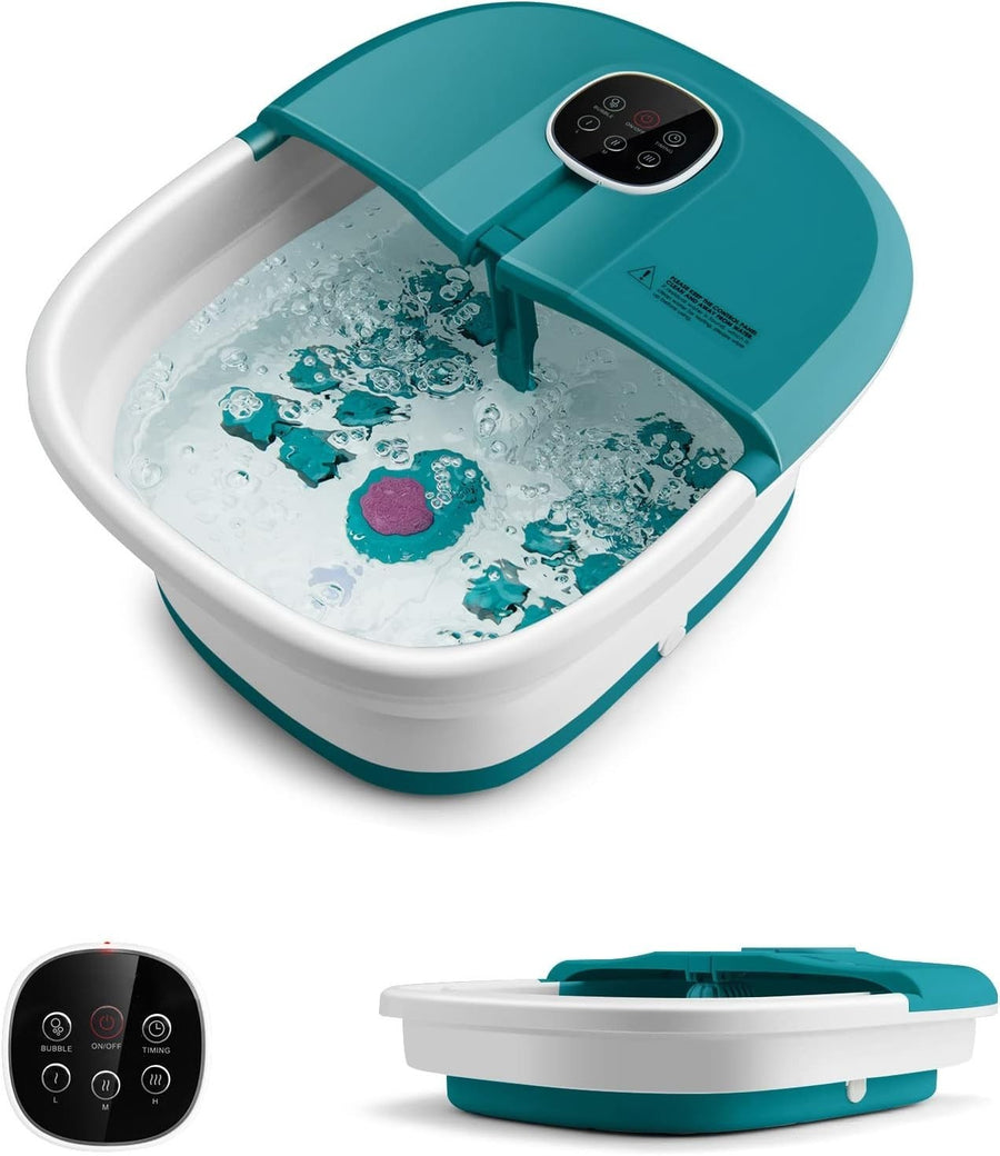 Folding Foot Spa Massager with Heat & Bubbles, Remote, Timer, Pedicure Tub
