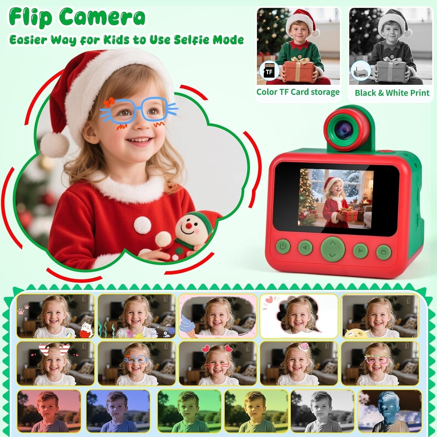 Kids Instant Print Camera 30MP 1080P HD Digital Camera 32GB Card Toy