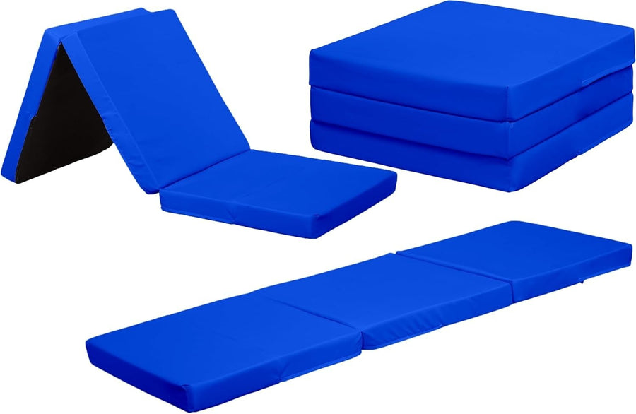 Foldable Foam Futon Mattress Bed Chair Convertible Portable Sleep Lounger Blue