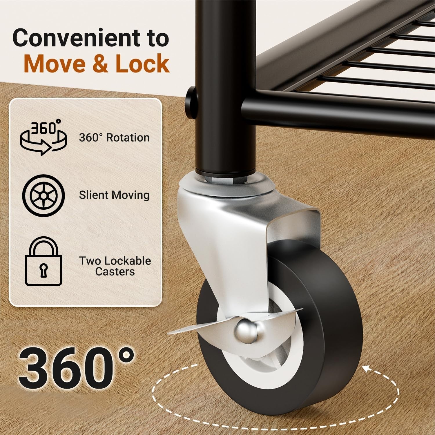 Small Clothes Rail with Shelves & Wheels – Black 178cm