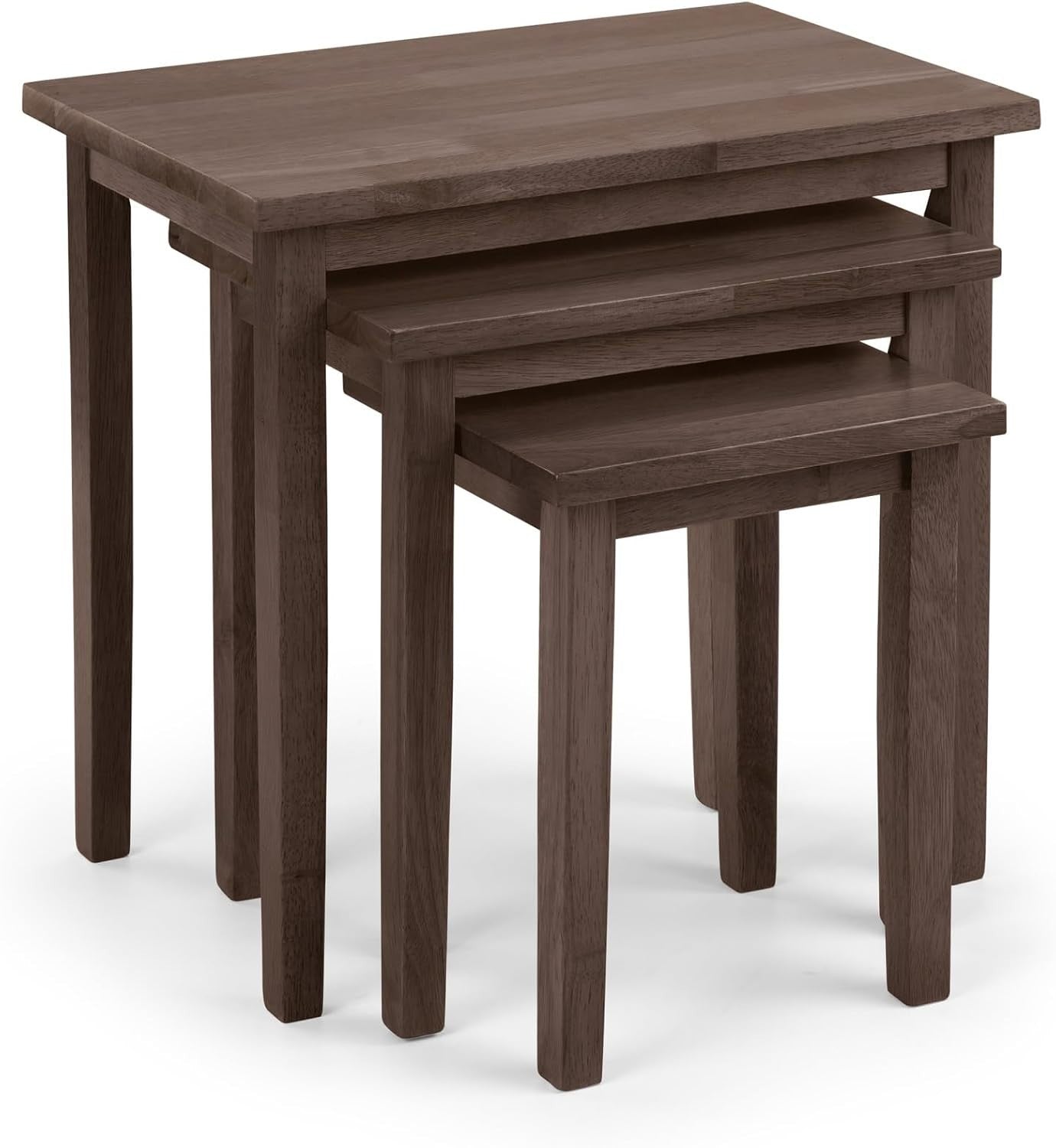 Walnut Wood Nesting Tables Set of 3 Mid-Century Modern Square Coffee Side