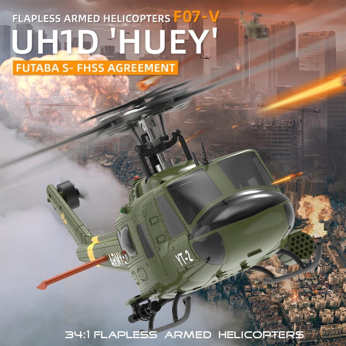RC UH-1 Helicopter 6CH 2.4G Brushless Flybarless Model RTF for Adults
