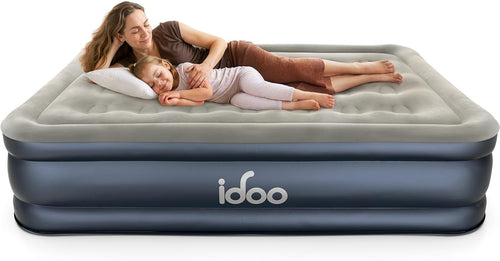 Double Air Mattress with Built-In Pump Quick Inflate Flocked Surface 295kg Max