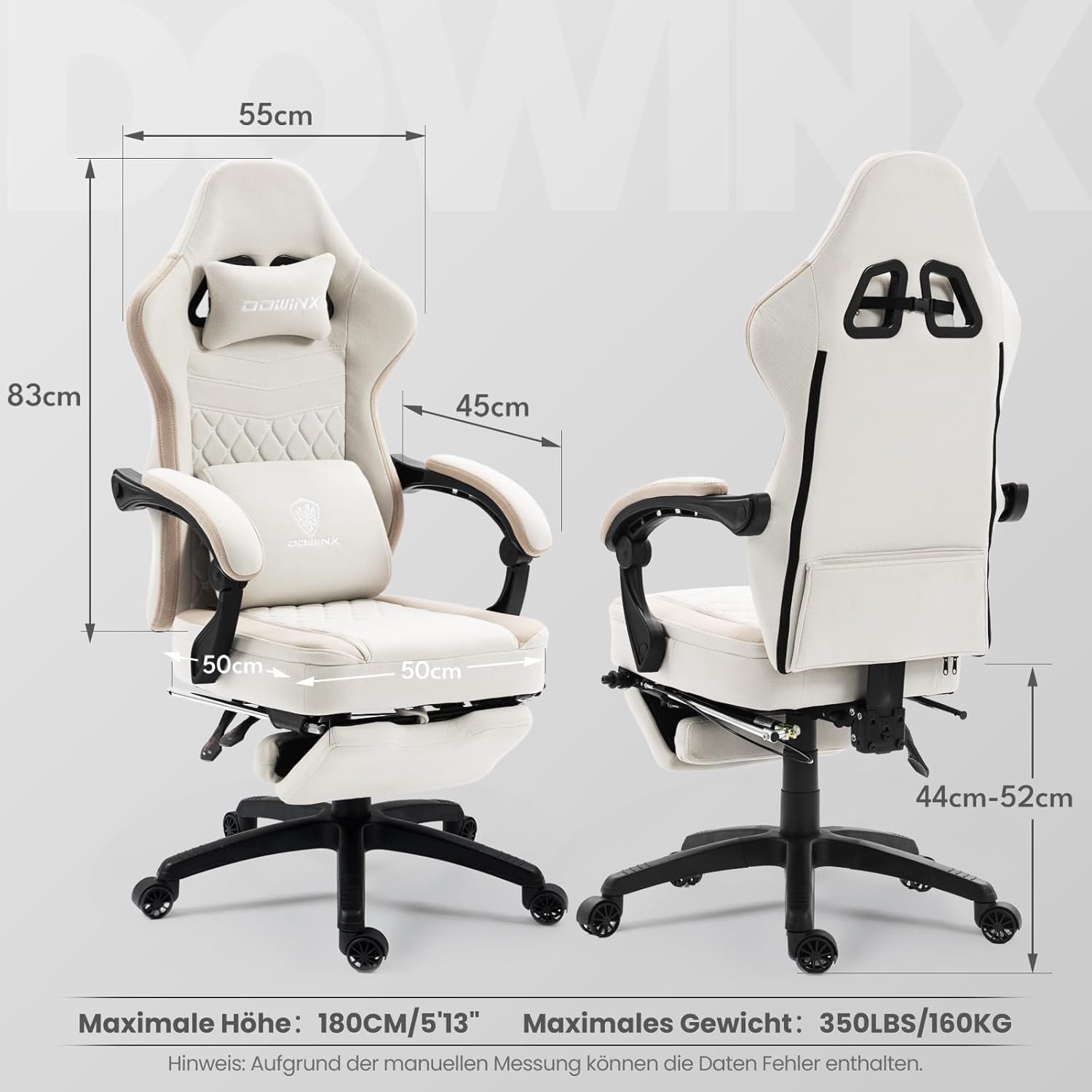 Massage Gaming Chair Fabric Recliner w/ Footrest 150kg Beige