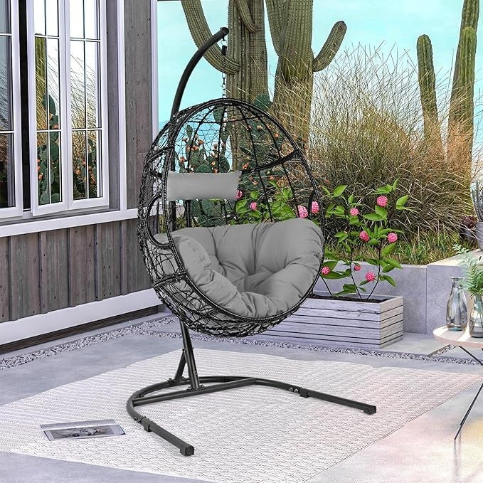 Luxury Hanging Egg Chair with Stand – Soft Cushion, 150kg Capacity