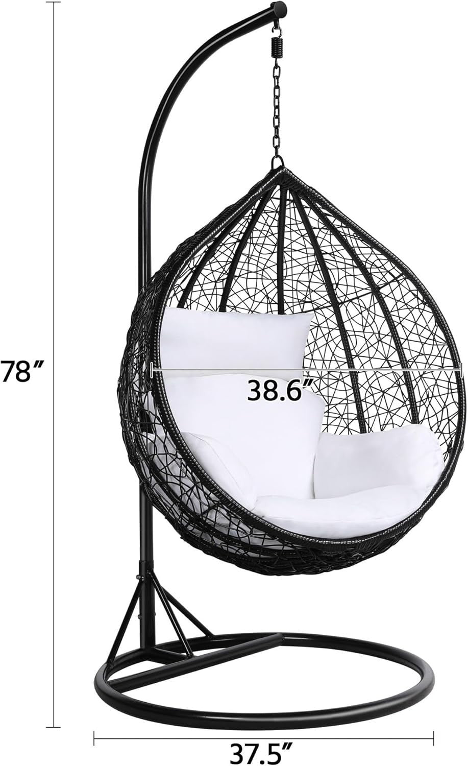 Garden Egg Swing Chair with Stand Outdoor Hanging Rattan Chair Cushion Cover