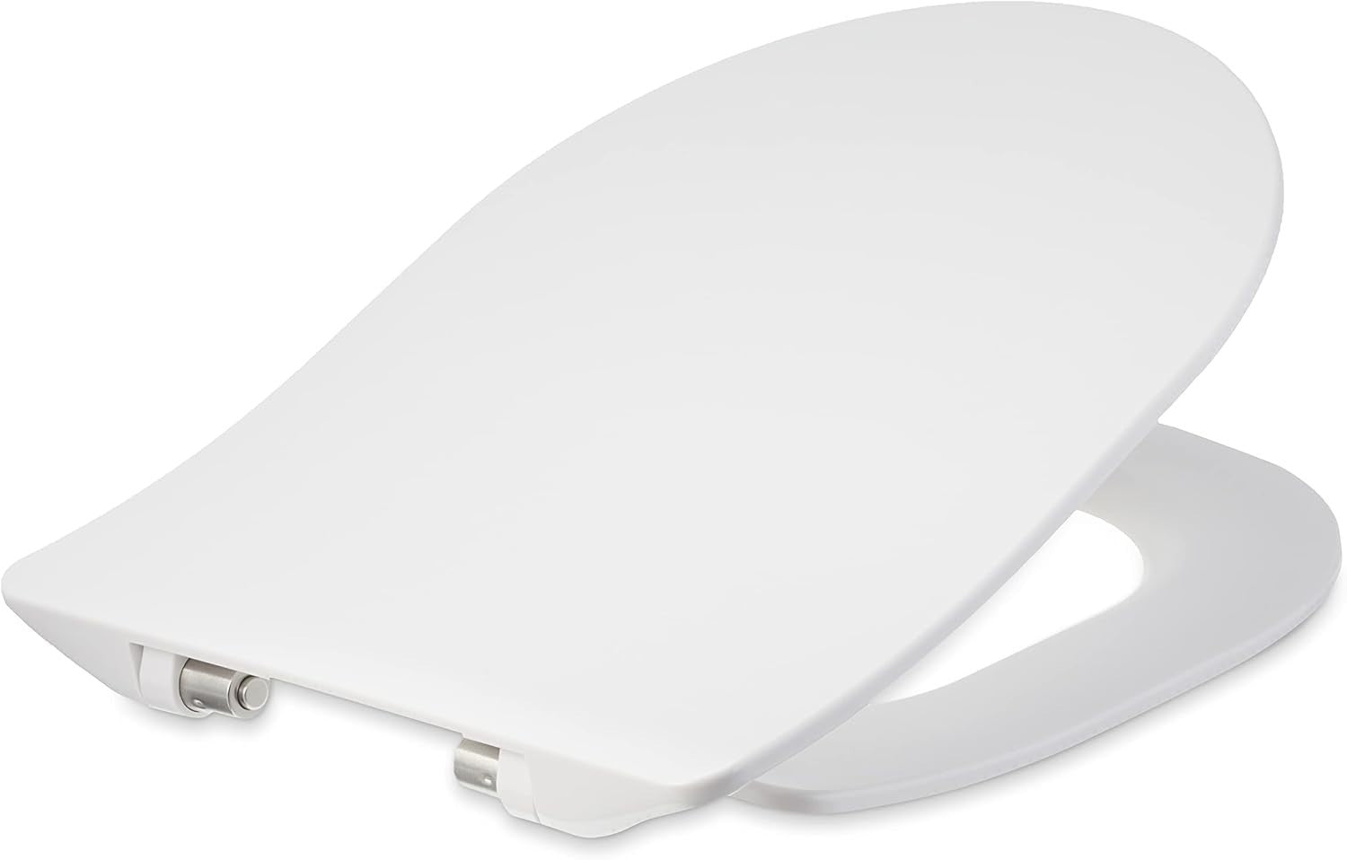 Luxury D Shape Soft Close Toilet Seat White Matt Finish Quick Release 36.5x43cm