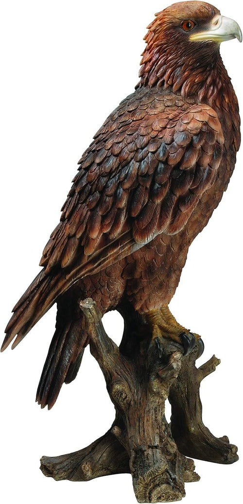 Large Golden Eagle Resin Statue 40cm • Realistic Garden Decor • Indoor Outdoor