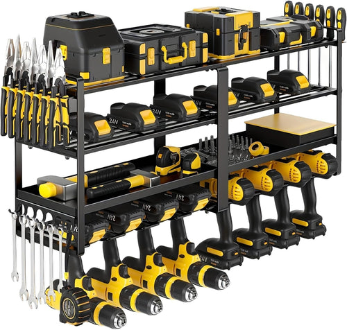 Wall Mount Power Tool Organizer 8 Drill Holders 4 Layers – 200Lbs Load