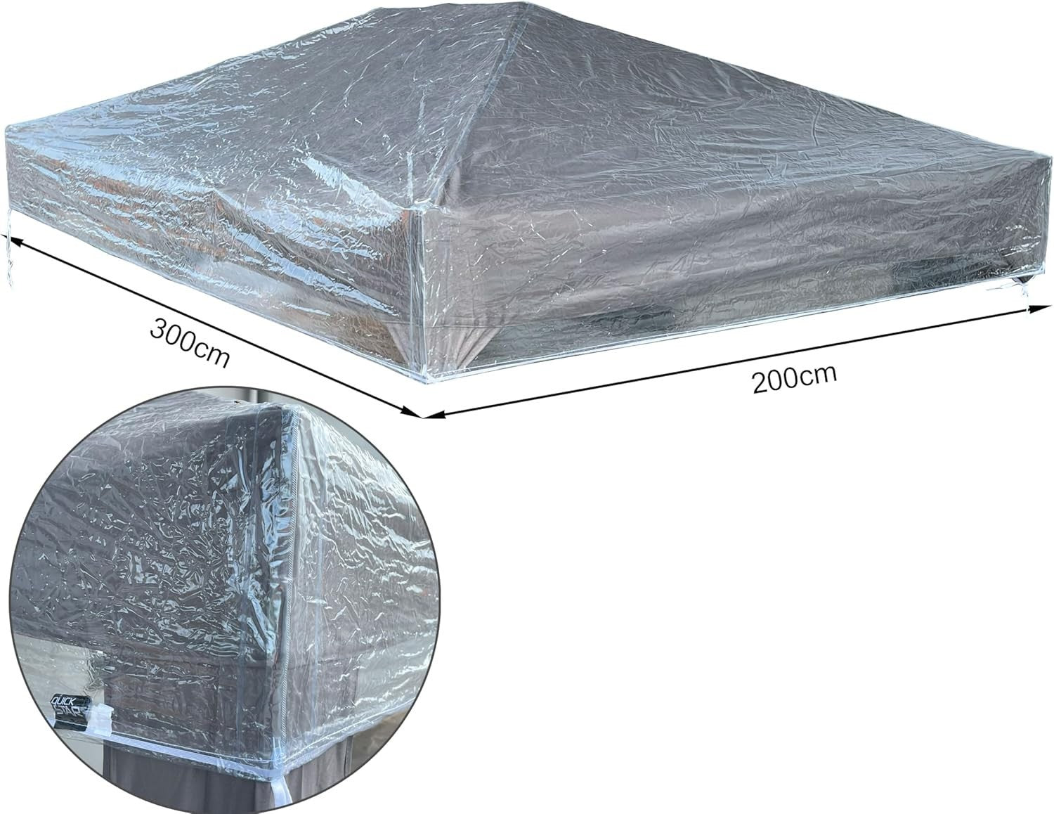 2x3m Transparent Gazebo Roof Cover Waterproof PVC Outdoor Canopy