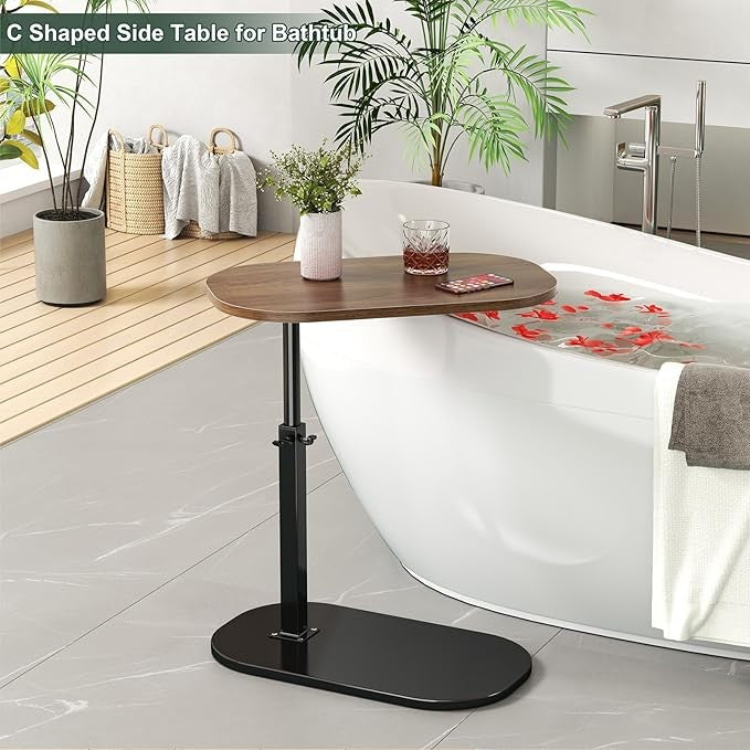 C Shaped Side Table Adjustable Height Swivel Laptop Sofa Bed Narrow Table