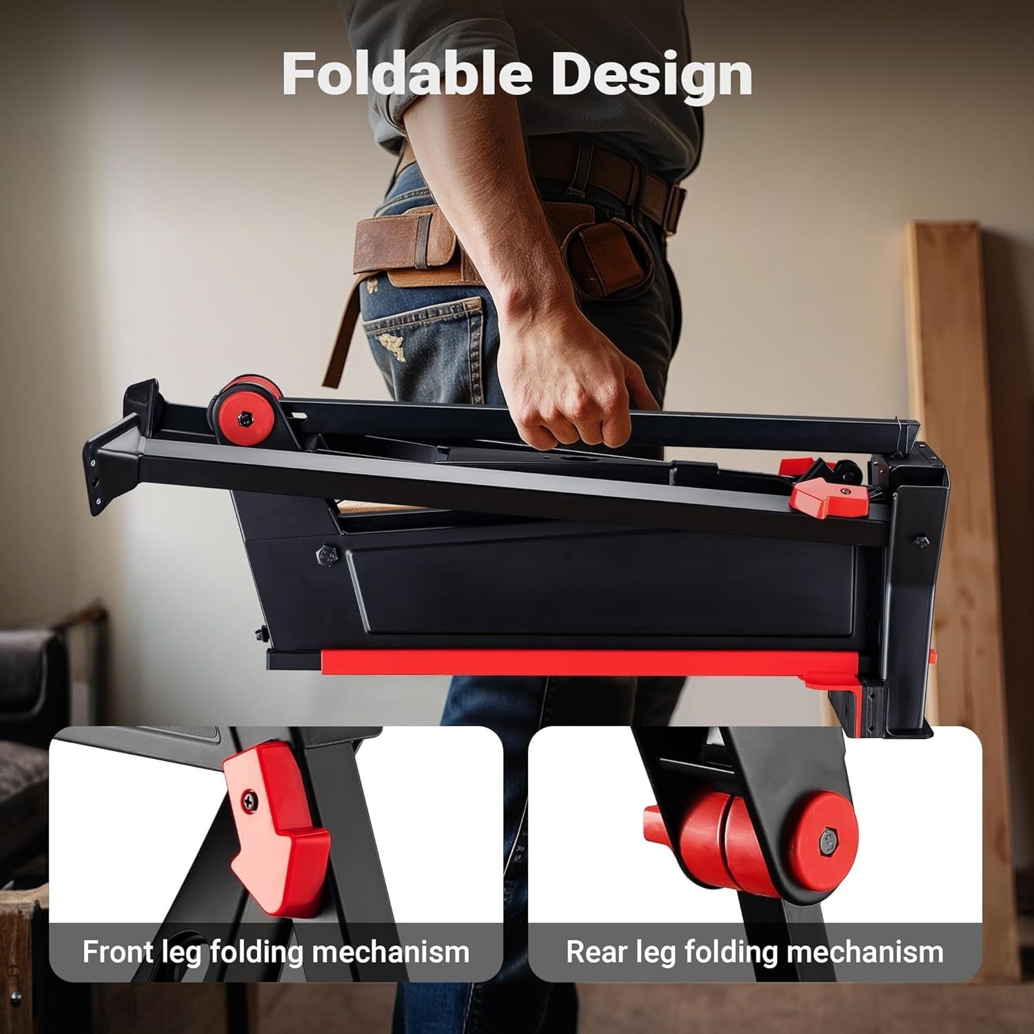 Foldable Mobile Workbench 98x88x87cm with Heavy-Duty Vice 200kg Load Capacity