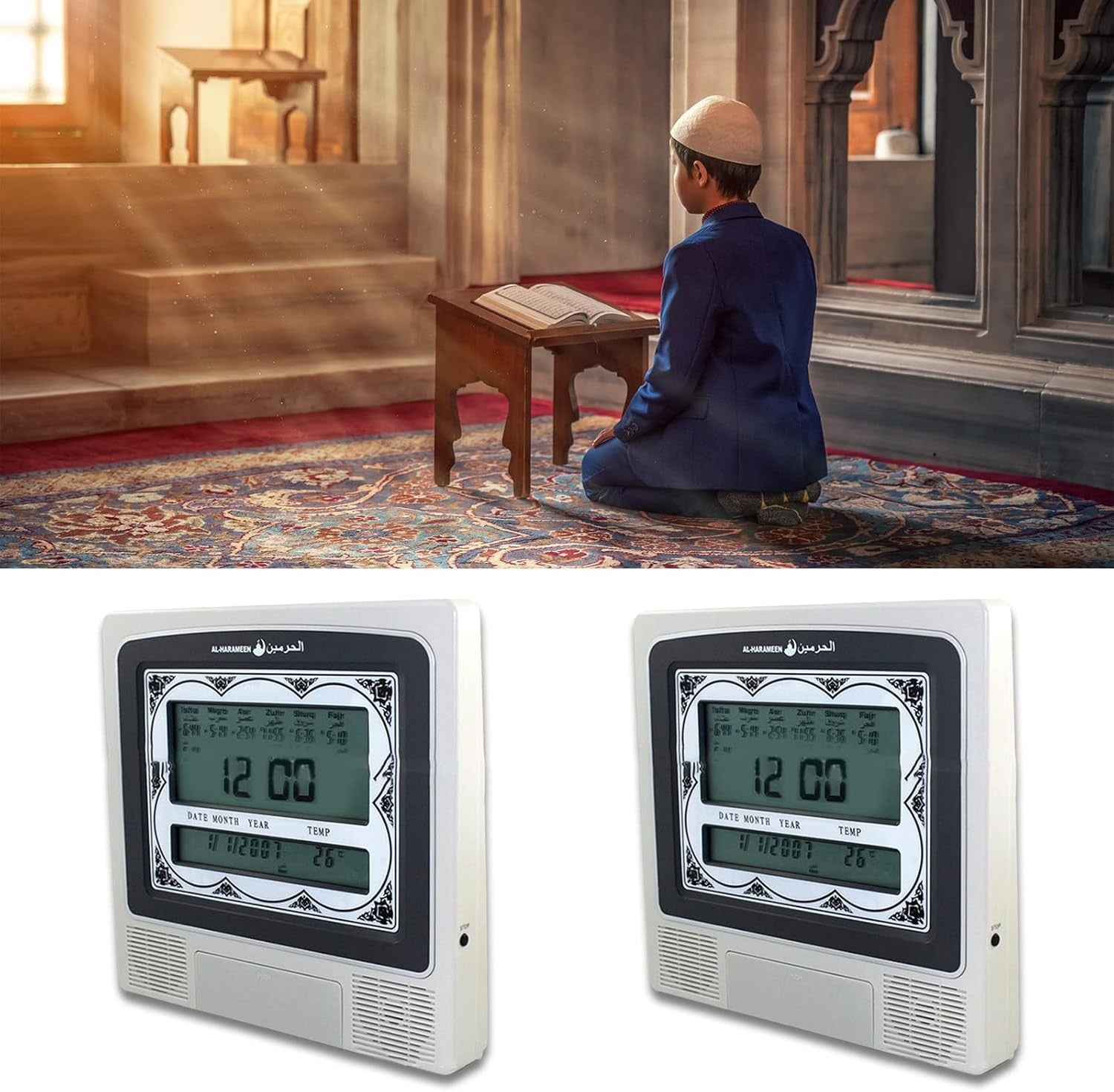 Azan Alarm Clock Prayer Time Desk Clock Digital Backlight Islamic