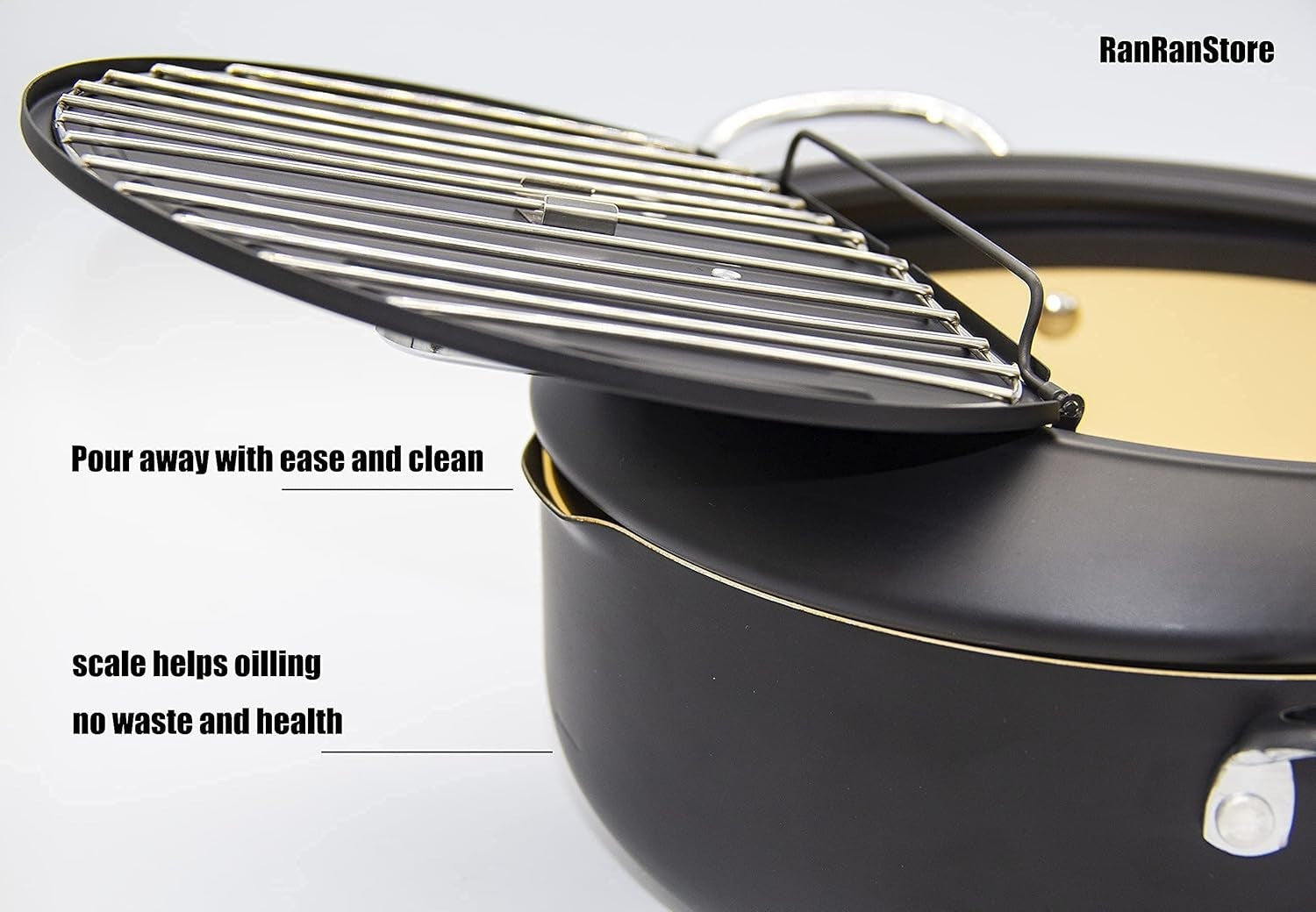 Japanese Tempura Fryer Pot 2.3L 8in With Thermometer Nonstick