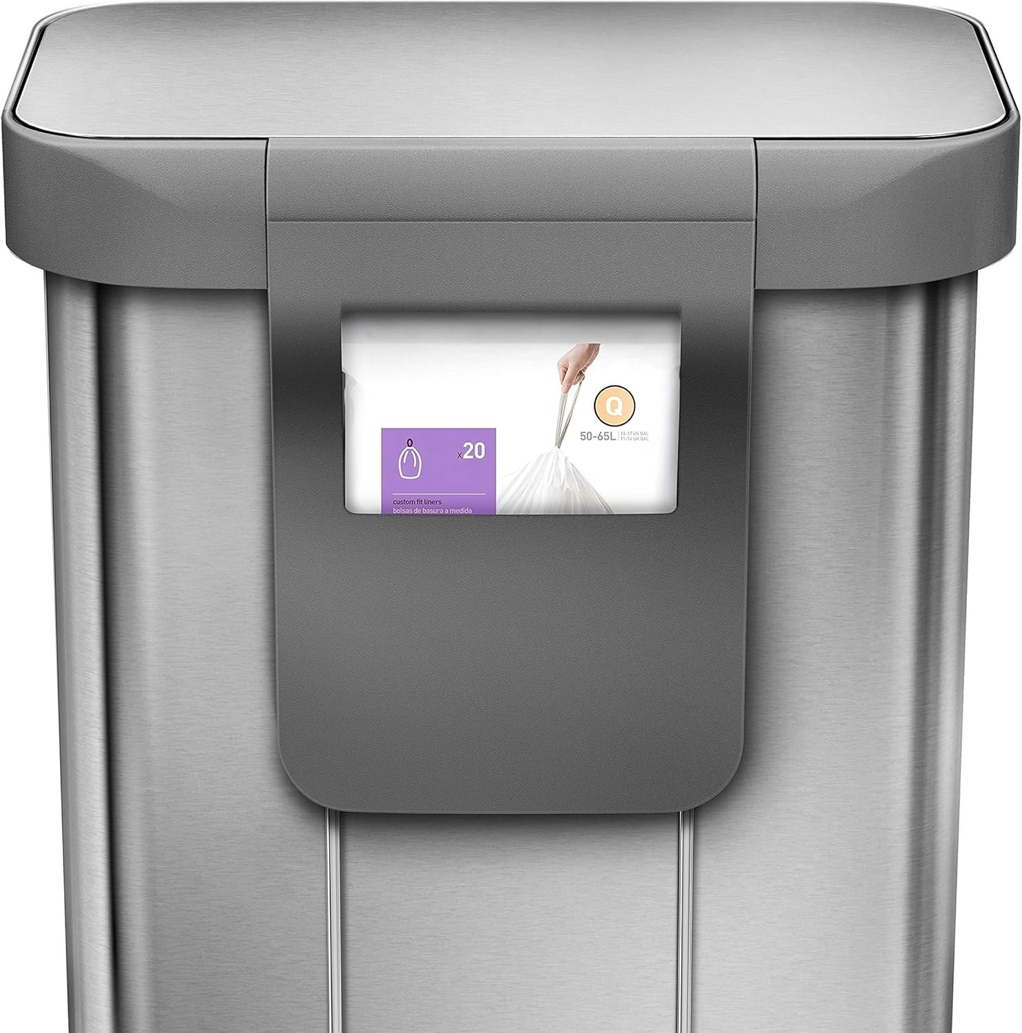 45L White Steel Kitchen Pedal Bin Soft Close Rectangular Slim