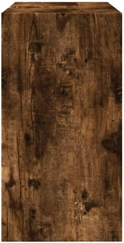 Smoked Oak Bathroom Sink Cabinet 63cm Modern Storage Unit with Open Shelves