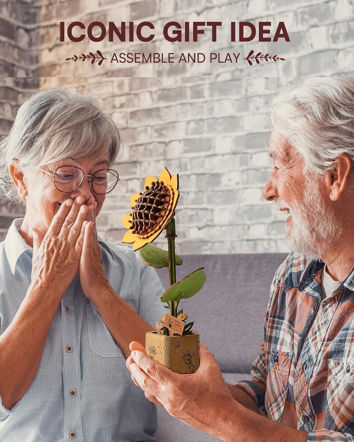 Wooden Sunflower 3D Puzzle Kit DIY Home Decor Gift Relaxing Build Fun