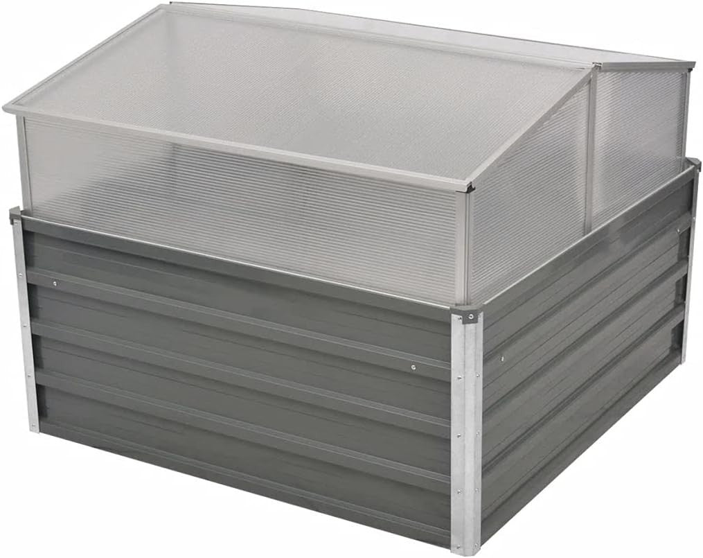 Large Grey Garden Greenhouse with Aluminium Frame & Galvanised Steel Base