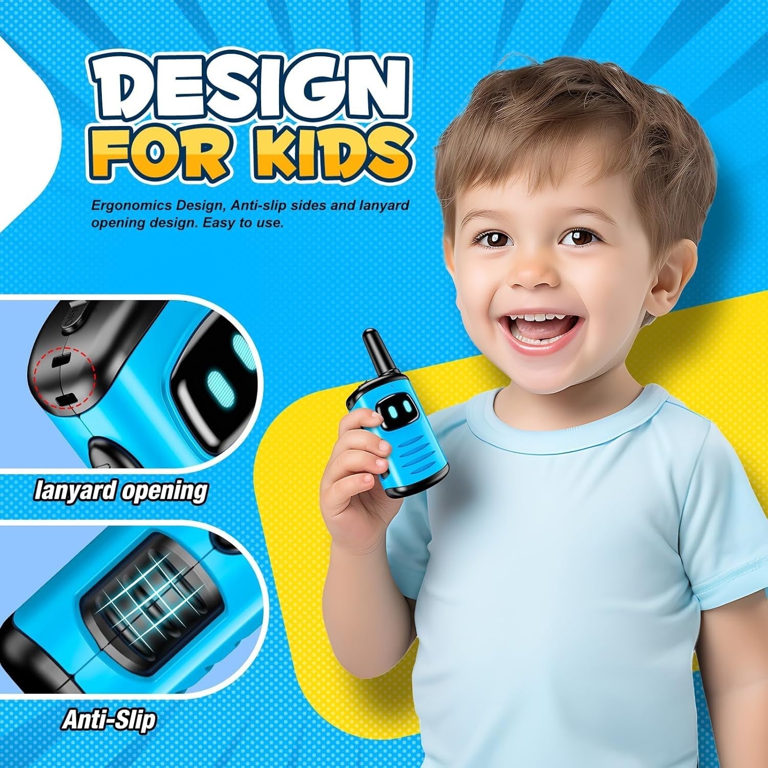 Kids Walkie Talkies Light Blue 2 Way Radios 3 Mile Range Outdoor Toy