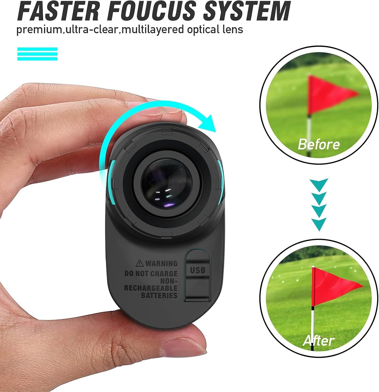Golf Range Finder 660 Yards Slope Flag Lock Vibration Magnetic Tournament Legal