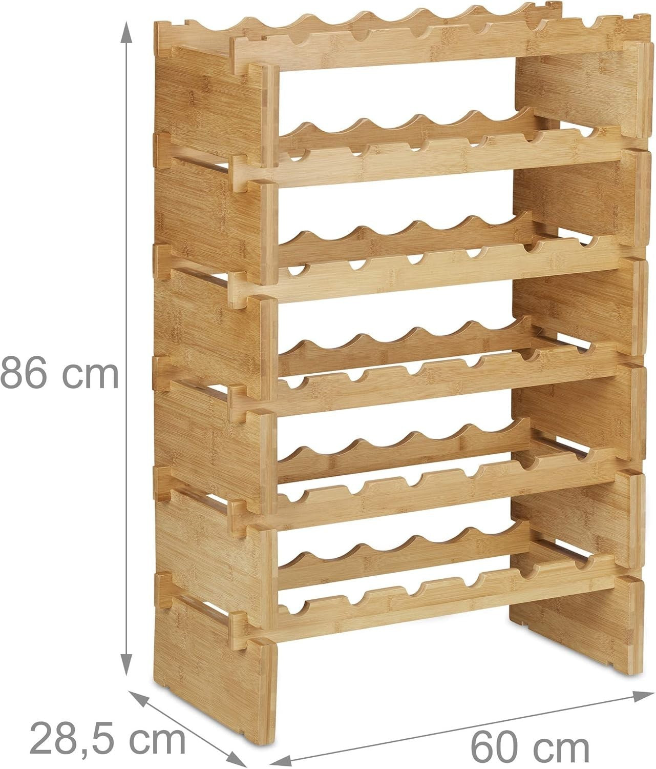 6 Tier Wooden Wine Rack for 36 Bottles – Stackable Freestanding Bamboo Storage