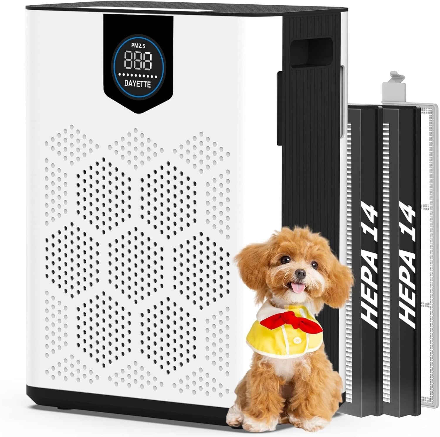 Large Room Air Purifier 3000ft² Dual H14 HEPA Turbo Pet Hair Odor