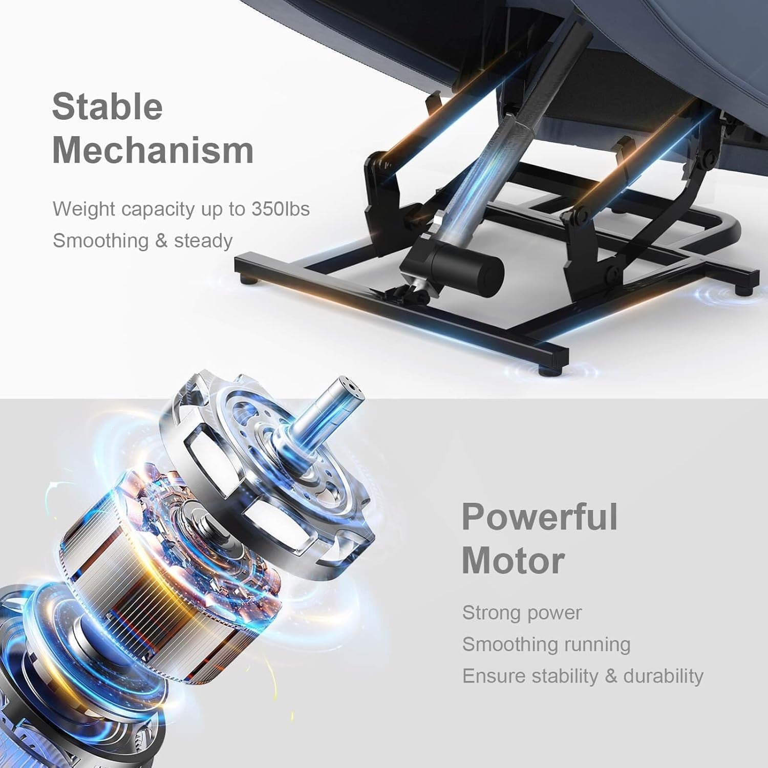 Power Lift Recliner Chair Massage Heat USB Type-C Cup Holders Faux Leather Blue
