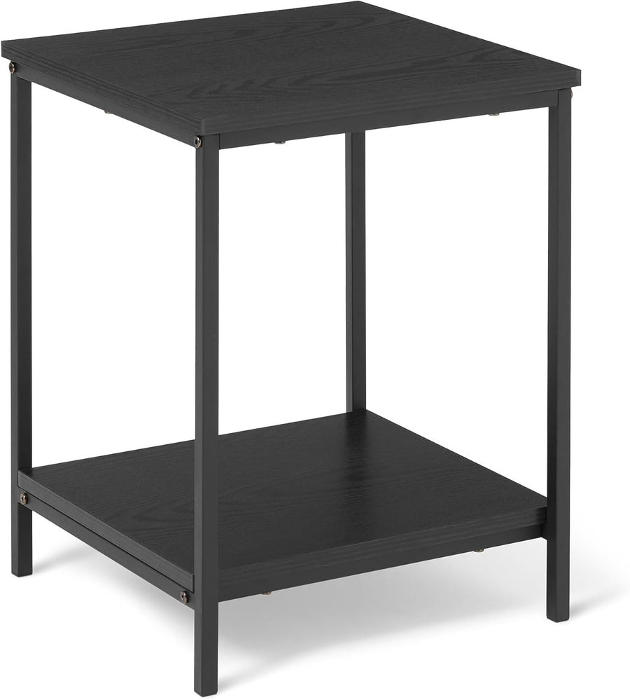 Square Side Table with Bottom Shelf, Black 40x40x51cm